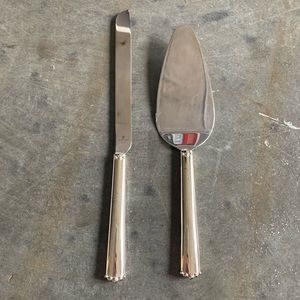 WATERFORD METAL LISMORE BEAD CAKE KNIFE AND SERVER